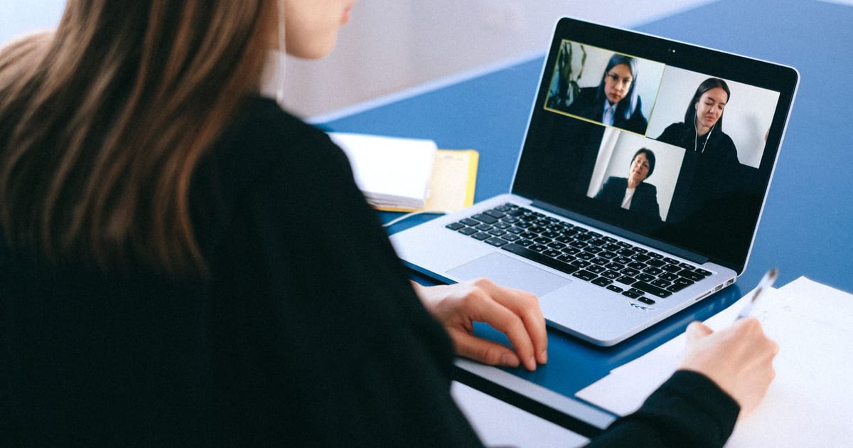 Hiring manager interviewing a software contractor over video call